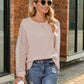 Full Size Round Neck Lace Long Sleeve T-Shirt Plus Size