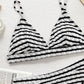 Striped V-Neck Two-Piece Swim Set