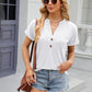 Decorative Button Notched Short Sleeve T-Shirt