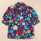Full Size Printed Tie Neck Half Sleeve Blouse