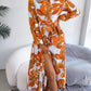 Tied Button Up Long Sleeve Dress