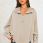 Exposed Seam Side Slit Long Sleeve Sweatshirt
