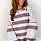 Contrast Stripes Round Neck Raglan Sleeve Sweatshirt