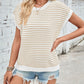Lovelet Striped Round Neck Cap Sleeve Sweater