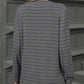 Full Size Striped Notched Long Sleeve T-Shirt