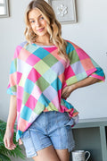 HOPELY Color Block Waffle Oversized T-Shirt *