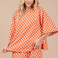 Ces Femme Checkered Round Neck Top and Shorts Set