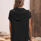 Full Size Half Button Hooded Short Sleeve Blouse