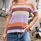 Striped Round Neck Short Sleeve Knit Top