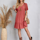 Full Size V-Neck Short Sleeve Mini Dress