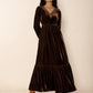 Lace Detail V-Neck Long Sleeve Maxi Dress