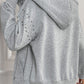 Perfee Rhinestone Zip Up Long Sleeve Hoodie