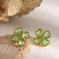 Stainless Steel Zircon Lucky Clover Earrings