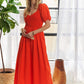 ADORA Popcorn Smocked Puff Sleeve Dress