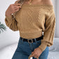Cable Knit Off-Shoulder Long Sleeve Sweater