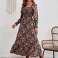 Smocked Floral Square Neck Long Sleeve Dress