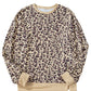 Slit Leopard Round Neck Long Sleeve Sweatshirt
