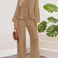 Tie Neck Balloon Sleeve Top and Pants Set