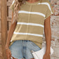 Striped Round Neck Short Sleeve Knit Top