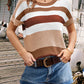 Striped Round Neck Short Sleeve Knit Top