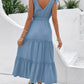 Tie Shoulder Smocked Waist Sleeveless Tiered Dress