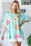 HOPELY Floral Waffle Oversize T-Shirt *