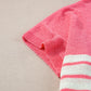 Striped V-Neck Short Sleeve Knit Top