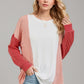 Double Take Texture Contrast Round Neck Long Sleeve T-Shirt
