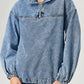 Quarter Zip Collared Neck Denim Top