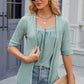 Full Size Eyelet Half Sleeve T-Shirt