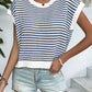 Full Size Striped Round Neck Sweater Vest