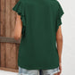 Full Size Ruffled Notched Cap Sleeve T-Shirt