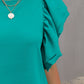 Round Neck Flounce Sleeve Blouse