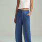 Drawstring Elastic Waist Straight Leg Pants