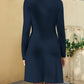 Ruched Mock Neck Long Sleeve Dress