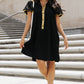 Sequin Half Button Short Sleeve Dress