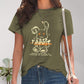Rabbit Graphic Round Neck Short Sleeve T-Shirt