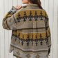 Pocketed Geometric Collared Neck Jacket