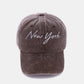 Zenana Washed Embroidered City Baseball Cap