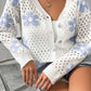 Flower Hollowed Out Button Down Long Sleeve Cardigan