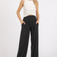Mittoshop Stretch Banded Waist Wide Leg Pants with Pockets