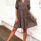 Printed Notched Half Sleeve Dress