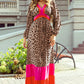 Leopard V-Neck Long Sleeve Maxi Dress