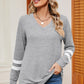 Striped V-Neck Long Sleeve T-Shirt