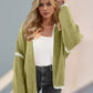 Double Take Contrast Open Front Dropped Shoulder Cardigan