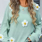 Flower Round Neck Long Sleeve Sweater