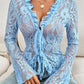 Tied V-Neck Long Sleeve Lace Top