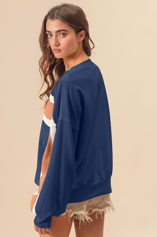 BiBi French Terry Color Block Cut Edge Detail Sweatshirt - Brand BiBi