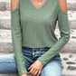 Full Size Eyelet V-Neck Cold Shoulder T-Shirt
