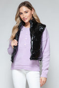 Snobbish Zip Up Turtleneck Shiny Quilted Vest *